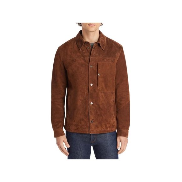 Z Zegna Men's Brown Button Down Suede Brown Shirt Jacket Extra Extra Large XXL - Picture 3 of 3